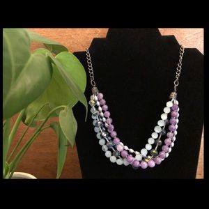 Purple gems and pearls - 5 strand necklace